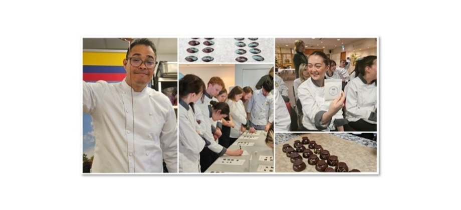 El chef y chocolatero Cristian Trochez invita a estudiantes de cocina y repostería en Galway y Limerick a descubrir el cacao de origen colombiano